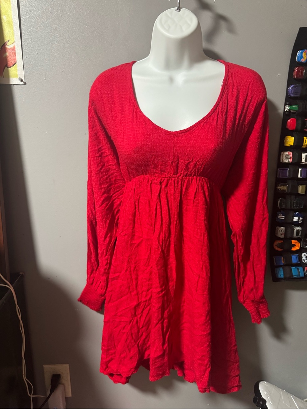 1.4.3. Story by Line Up Bright Red Long-Sleeve Peasant dress